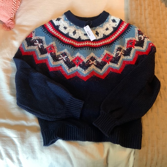 J. Crew Sweaters - J. CREW NWT Navy Zig Zag Fair Isle Wool
Alpaca Sweater size medium